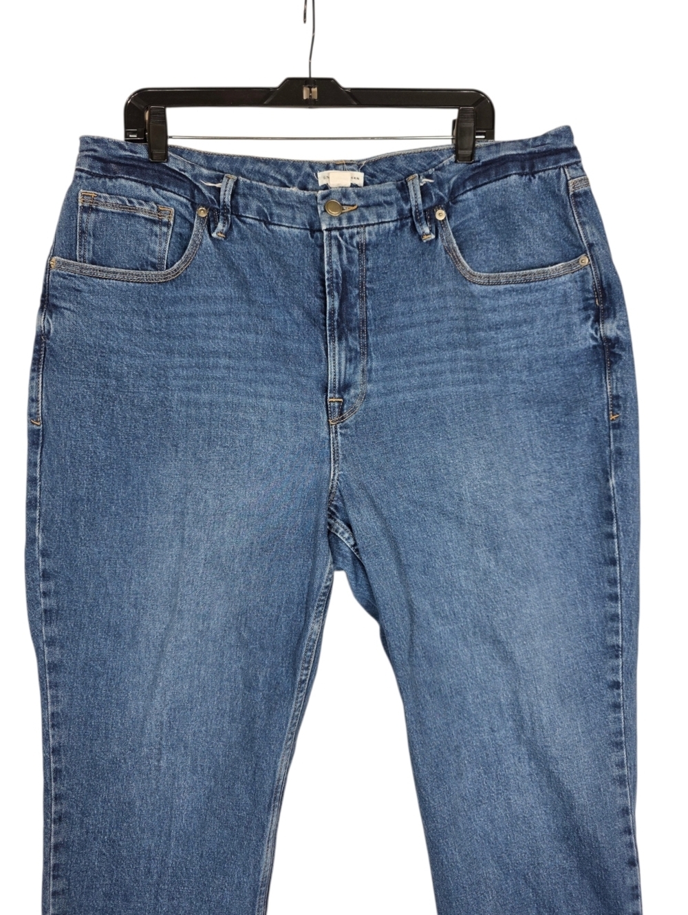 Good American Straight-Leg high rise midwashed indigo Jeans - Picture 7 of 15